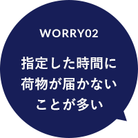 worry02 指定した時間に 荷物が届かない ことが多い